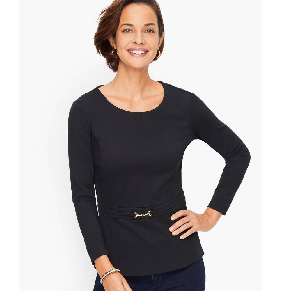 Ponte Peplum Top Black - Picture 1 of 6